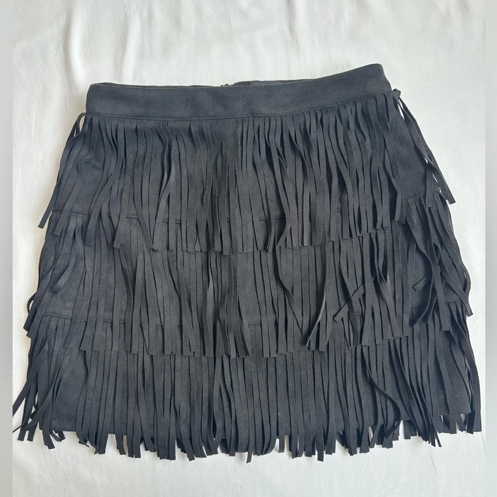 NWT Kittenish Black Fringe Mini Skirt